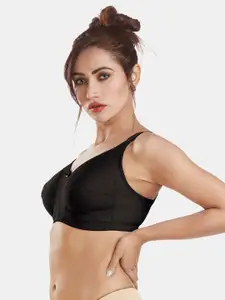 Dazzle Black Solid Non Wired Non-Padded Minimizer Bra