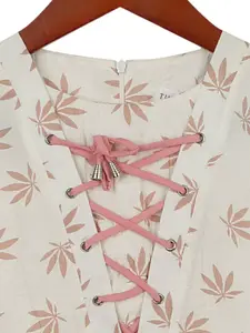 Tiny Girl Cream-Coloured & Pink Floral Print Top