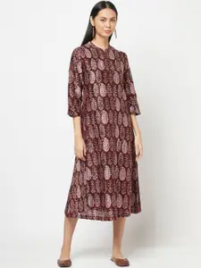 Fabindia Women Maroon Paisley Printed A-Line Kurta