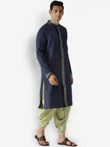 KISAH Men Navy Blue Floral Printed Kurta