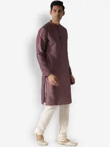 KISAH Men Maroon Striped Kurta