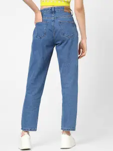 ONLY Women Blue Boyfriend Fit High-Rise Applique Jeans