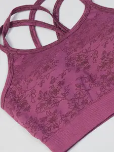 C9 AIRWEAR Women Seamless Burgundy Self Design Lightly Padded Non Wired Bra