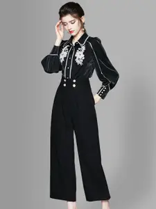 JC Collection Women Black Lace Work Casual Shirt