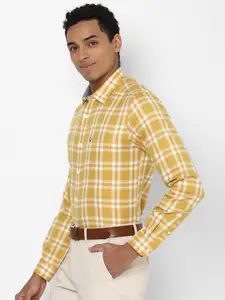 Allen Solly Men Yellow Slim Fit Tartan Checks Checked Cotton Formal Shirt