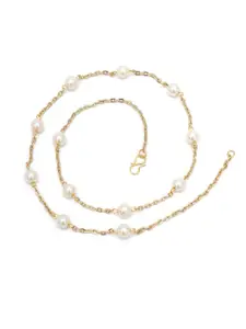 KARATCART Gold Plated & White Pearl Handcrafted Necklace