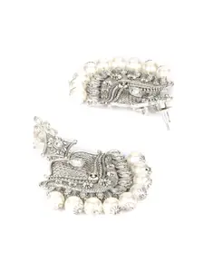Priyaasi Silver-Toned Floral Chandbalis Earrings