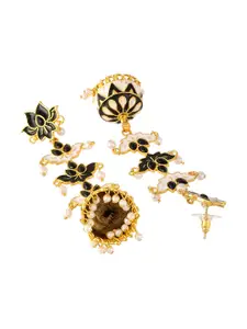 Silvermerc Designs Black Contemporary Jhumkas Earrings