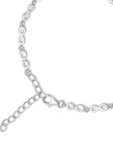 Zavya Women Silver-Toned 925 Sterling Silver Cubic Zirconia Rhodium-Plated Link Bracelet