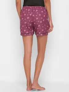 NOIRA Women Purple & Pink Printed Lounge Shorts