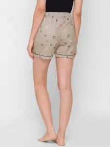 NOIRA Women Beige Printed Lounge Shorts