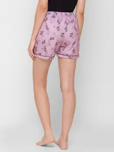 NOIRA Women Pink Printed Lounge Shorts