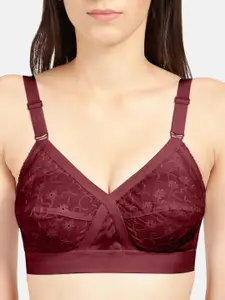 Sonari Set Of 2 Maroon Non Padded & Non Wired Floral Bra