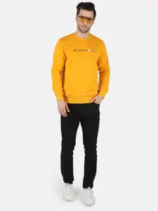 Monte Carlo Men Mustard Printed Cotton Sweatshirt