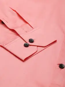 JAINISH Men Coral Solid Smart Slim Fit Cotton Formal Shirt