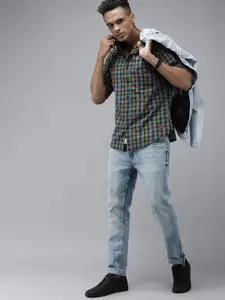 Roadster Men Multicoloured Checked Pure Cotton Casual Shirt