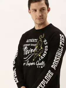 VEIRDO Men Black Printed Cotton Sweatshirt