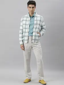RARE RABBIT Men Flano Slim Fit Checked Longline Jacket