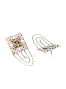 kashwini Silver-Plated Contemporary Drop Earrings