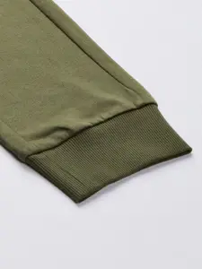 Puma x One8 Men Olive Green Brand Logo Printed Mid-Rise Graphic Regular Joggers