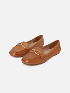 ALDO Women Brown Leather Slip-on Loafers