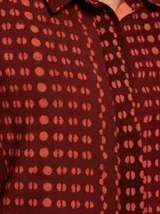 Fabindia Women Maroon Geometric Printed Kurta