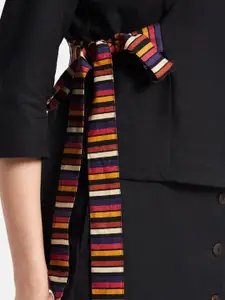 Fabindia Black & Red Cinched Waist Top