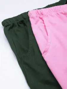 Dreamz by Pantaloons Women Green & Pink Cotton Lounge Shorts Pack of 2
