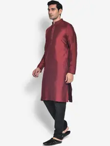 KISAH Men Maroon Kurta with Churidar