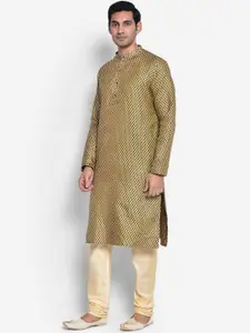 KISAH Men Beige Kurta with Pyjamas