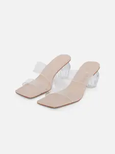 ALDO Women Beige & Transparent Block Sandals