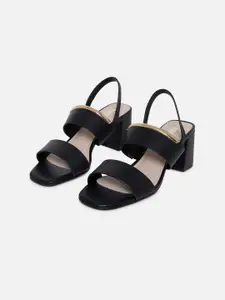 ALDO Women Black Leather Party Block Heels