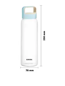 BOROSIL Crysto Transparent & Husk Blue Borosilicate Glass Water Bottle
