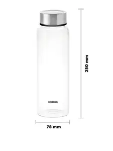 BOROSIL Crysto Set Of 3 Transparent & Silver-Toned Solid Glass Water Bottle - 750 ML