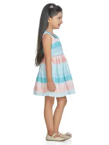 Peppermint Green Striped Peter Pan Collar Cotton Dress