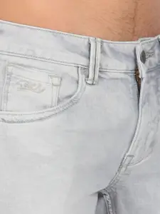 Flying Machine Men Grey Slim Fit Low-Rise Low Distress Heavy Fade Jeans