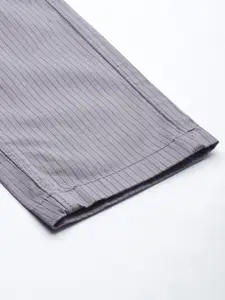 U.S. Polo Assn. U S Polo Assn Men Grey & Black Stripes Formal Trousers