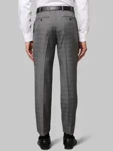 Raymond Men Grey Checked Trousers