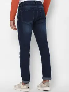 FOREVER 21 Men Navy Blue Regular Fit Low Distress Light Fade Jeans