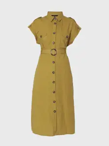 Vero Moda Women Olive Green A-Line Dress