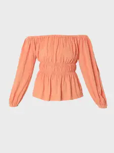 Vero Moda Orange Off-Shoulder Pure Cotton Top