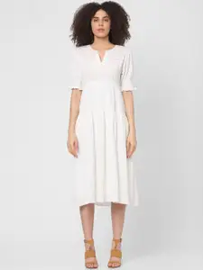 ONLY Women White Self Design Empire Midi Dress