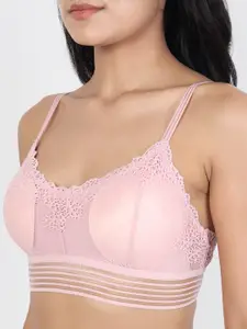 Lebami Pink Floral Cotton Bralette Bra