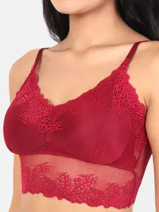 Lebami Maroon Floral Bralette Bra