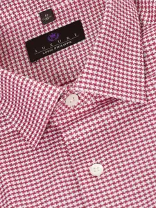 Luxure by Louis Philippe Men Pink & White Micro Checked Formal Shirt