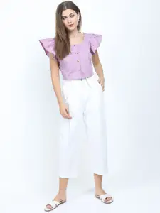 Tokyo Talkies Purple Cotton Crop Top