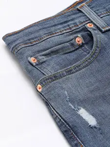 Levis Men Blue Slim Fit Mildly Distressed Mid-Rise Light Fade Stretchable Jeans