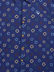 Allen Solly Junior Boys Navy Blue Slim Fit Printed Casual Shirt