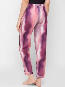 NOIRA Women Purple Tie & Dye Cotton Lounge Pant