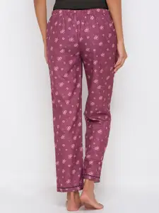 NOIRA Women Purple Floral Printed Lounge Pants
